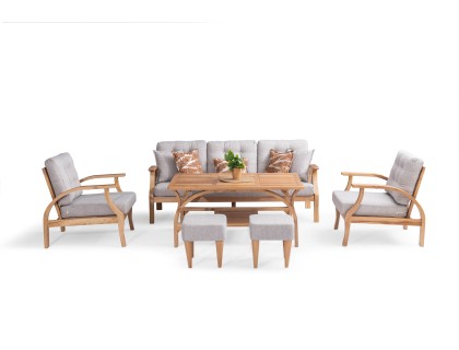 Lotus Ahşap Balkon Takımı ( 3+1+1+masa+2 puf )